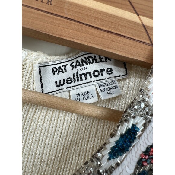 Vintage 1960's Pat Sandler Knitted Dress Pearl Embellished Dress Small - Picture 3 of 9